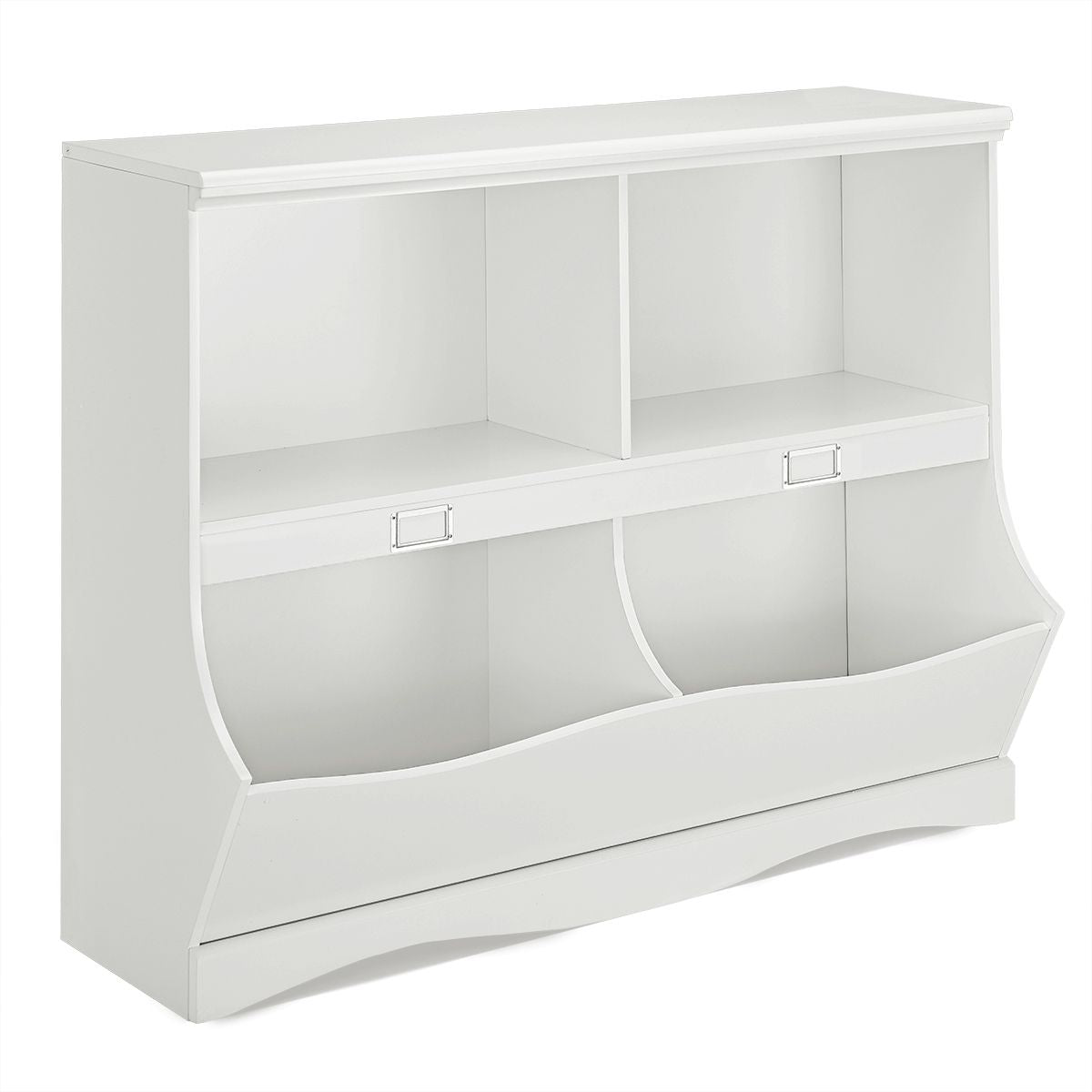 Storage Shelf with Bins – Toy Organizer for Kids, 105.5 x 39.5 x 84 cm, White
