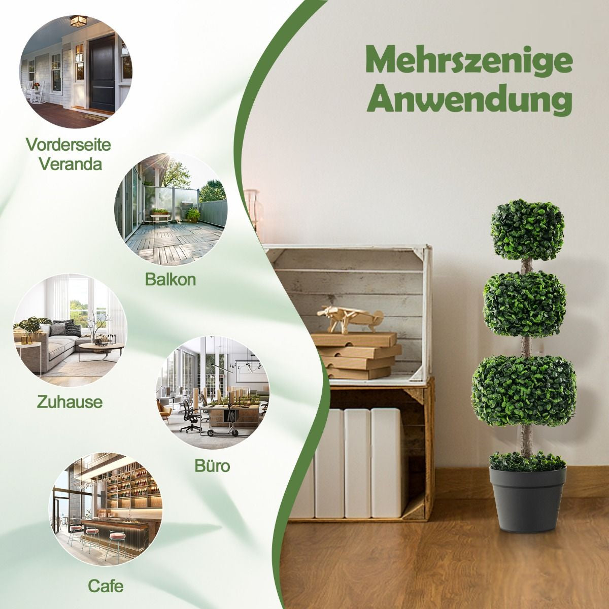 75 Cm Kunstpflanze Kunstbaum Mit Topf Künstliche Dekopflanze Topfpflanze Grün