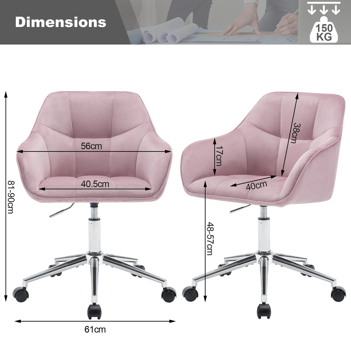 Velvet Office Chair Swivel Desk Computer Chair Height Adjustable Makeup Chair with Armrests for Bedroom Living Room