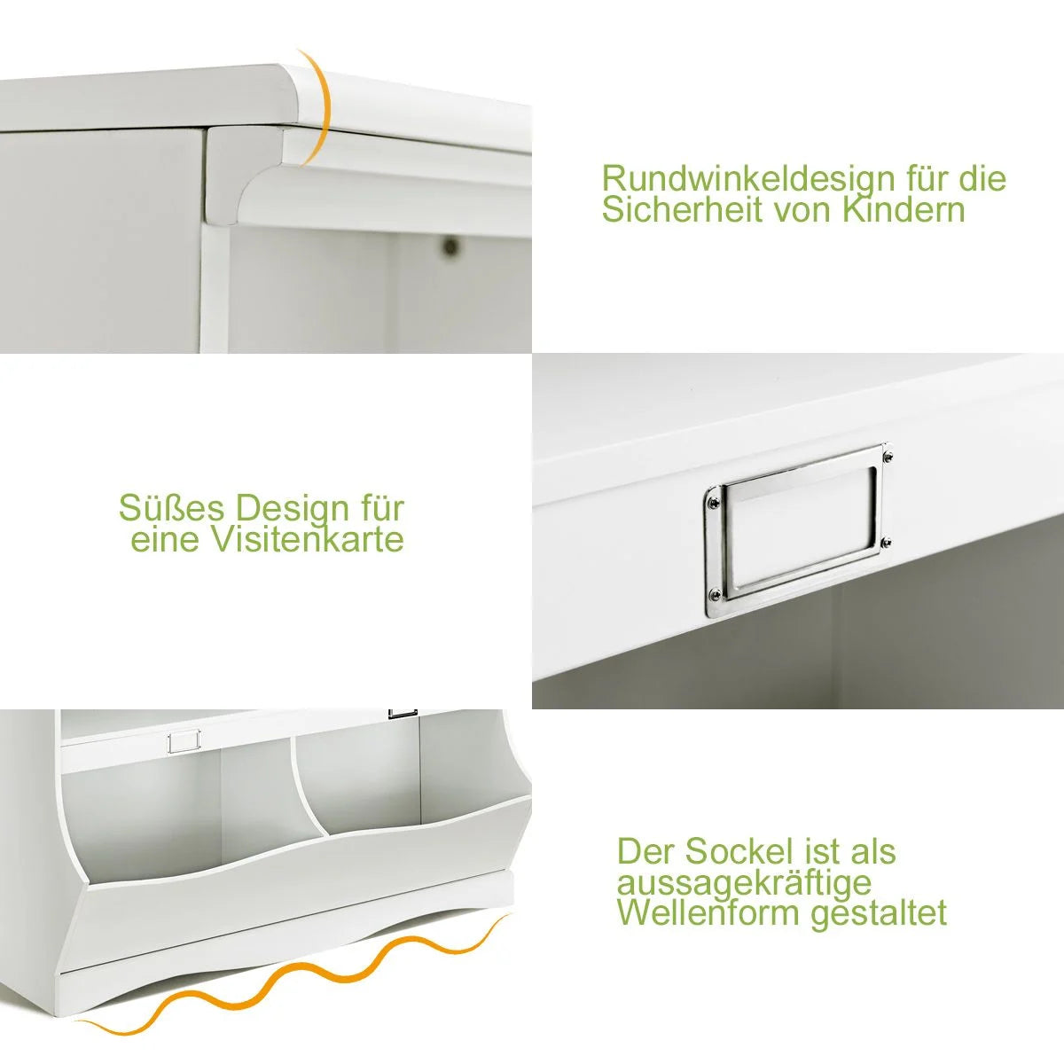 Storage Shelf with Bins – Toy Organizer for Kids, 105.5 x 39.5 x 84 cm, White