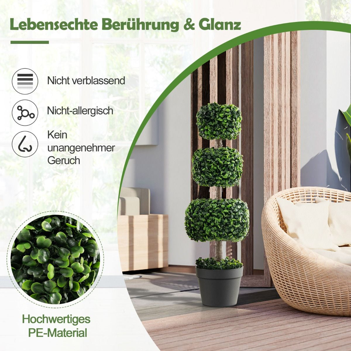 75 Cm Kunstpflanze Kunstbaum Mit Topf Künstliche Dekopflanze Topfpflanze Grün
