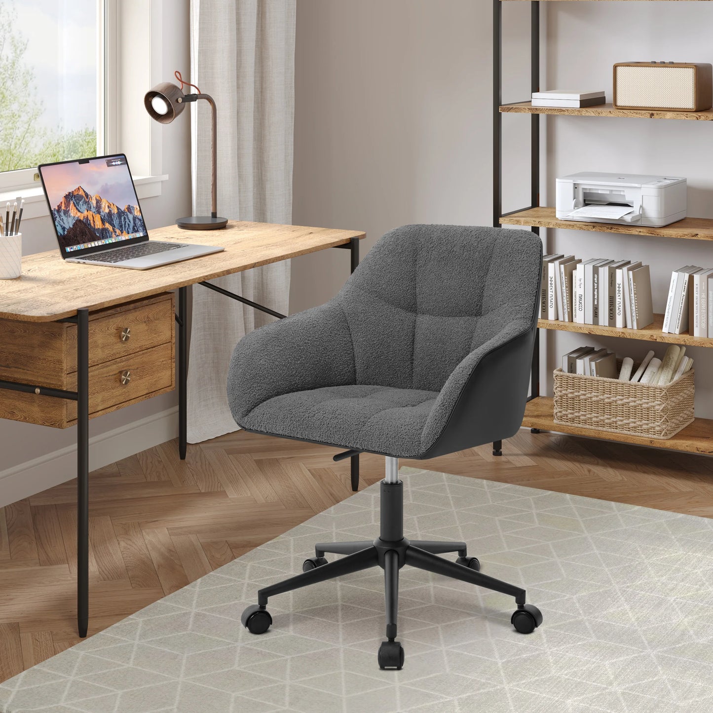 Velvet Office Chair Swivel Desk Computer Chair Height Adjustable Makeup Chair with Armrests for Bedroom Living Room