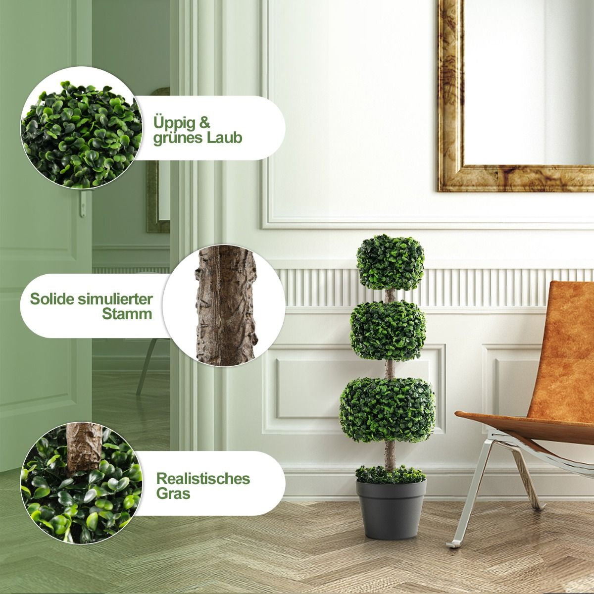 75 Cm Kunstpflanze Kunstbaum Mit Topf Künstliche Dekopflanze Topfpflanze Grün