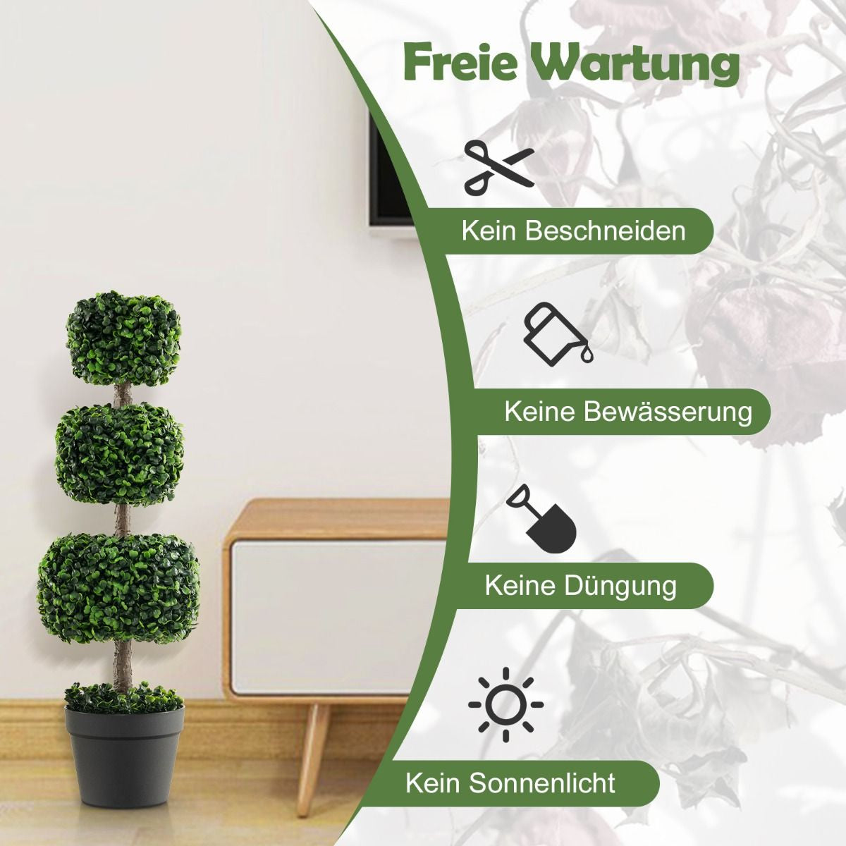 75 Cm Kunstpflanze Kunstbaum Mit Topf Künstliche Dekopflanze Topfpflanze Grün