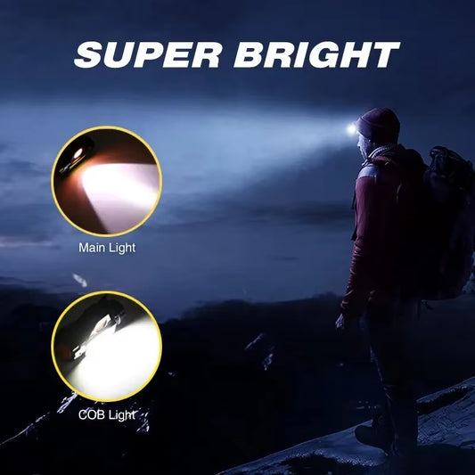 Rechargeable LED Headlamp, Waterproof Flashlight with Magnetic Lightweight, Adjustable,Light for Camping Cycling Running Fishing