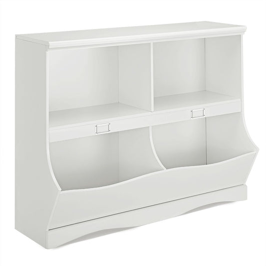 Storage Shelf with Bins – Toy Organizer for Kids, 105.5 x 39.5 x 84 cm, White