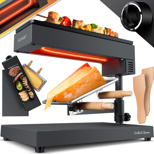 KESSER® Raclette Grill 2In1 - Käse-Raclette Käseschmelzer Tischgrill Grillplatte