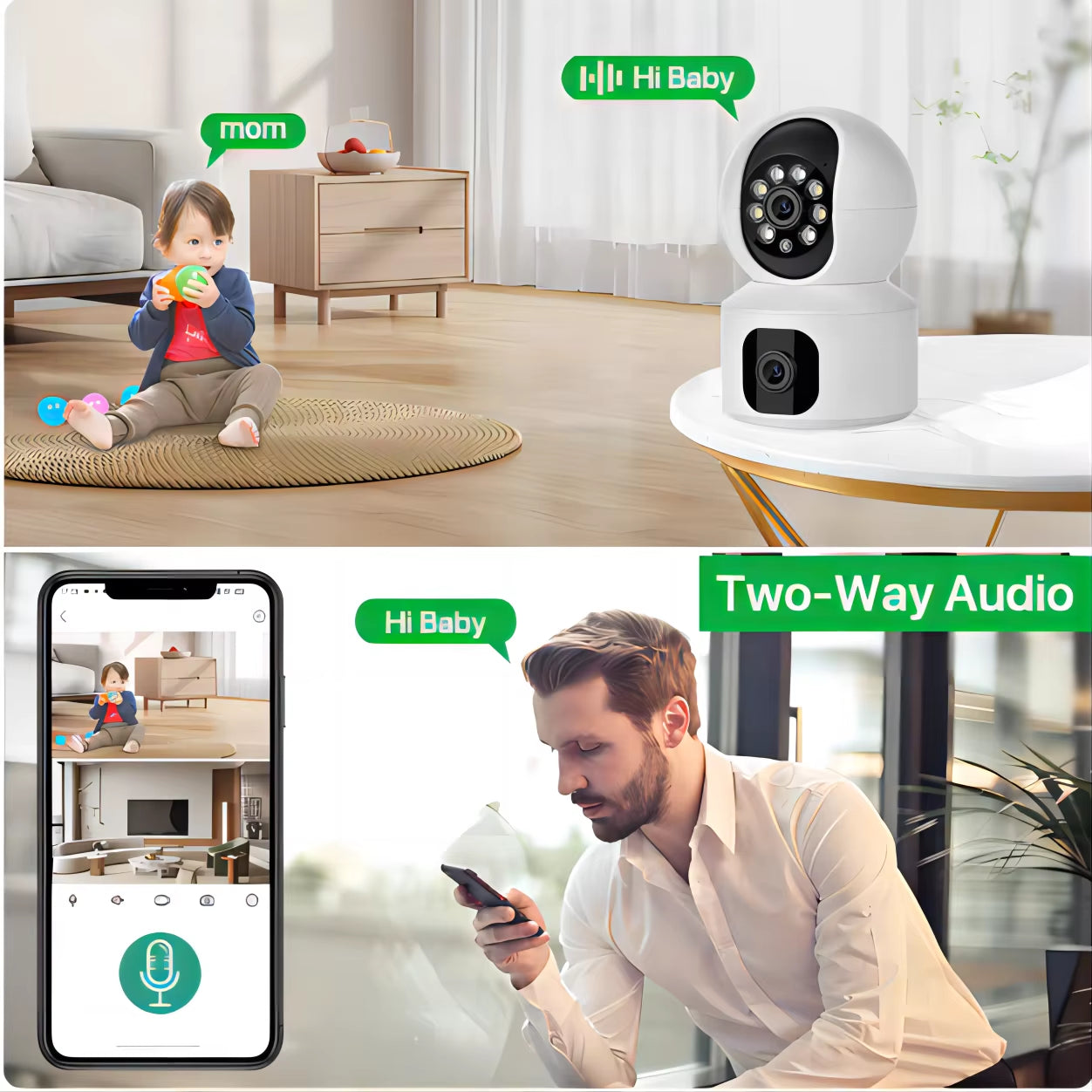 Tuya 8MP Wifi IP Camera Dual Lens Baby Monitor Color Night Vision Human Automatic Tracking Video Smart Home Surveillance Camera