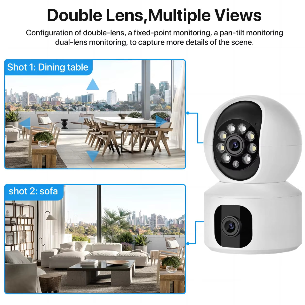 Tuya 8MP Wifi IP Camera Dual Lens Baby Monitor Color Night Vision Human Automatic Tracking Video Smart Home Surveillance Camera