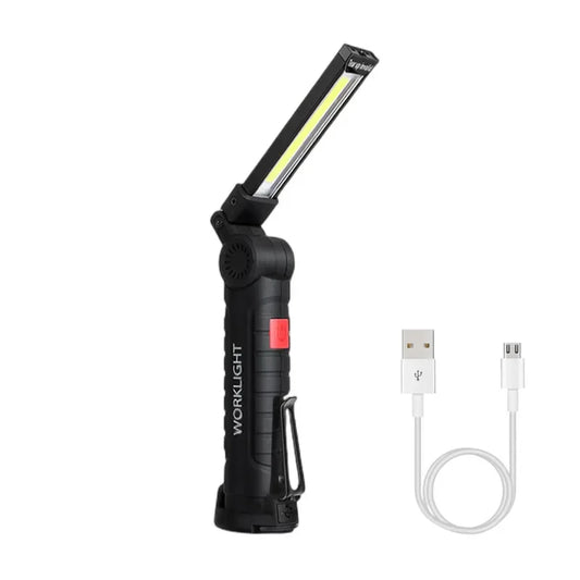COB LED Folding Flashlight Portable Magnetic Work Light Lantern USB Rechargeable Emergency Repair Camping Torch Lamp with Hook